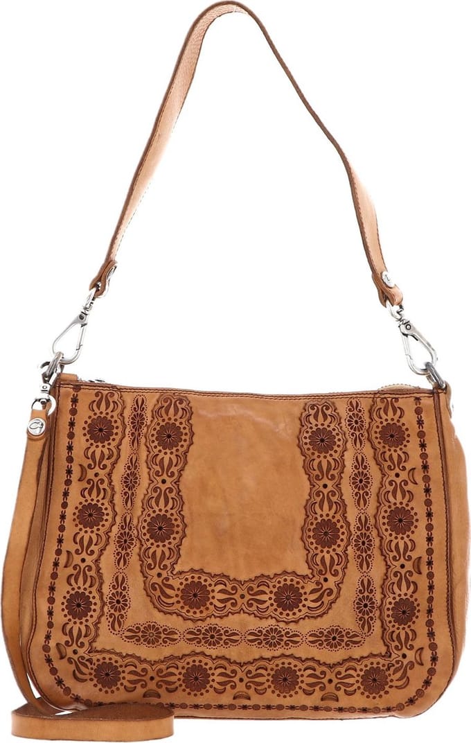 CAMPOMAGGI Leren Schoudertas Pochette Cammello Lichtbruin