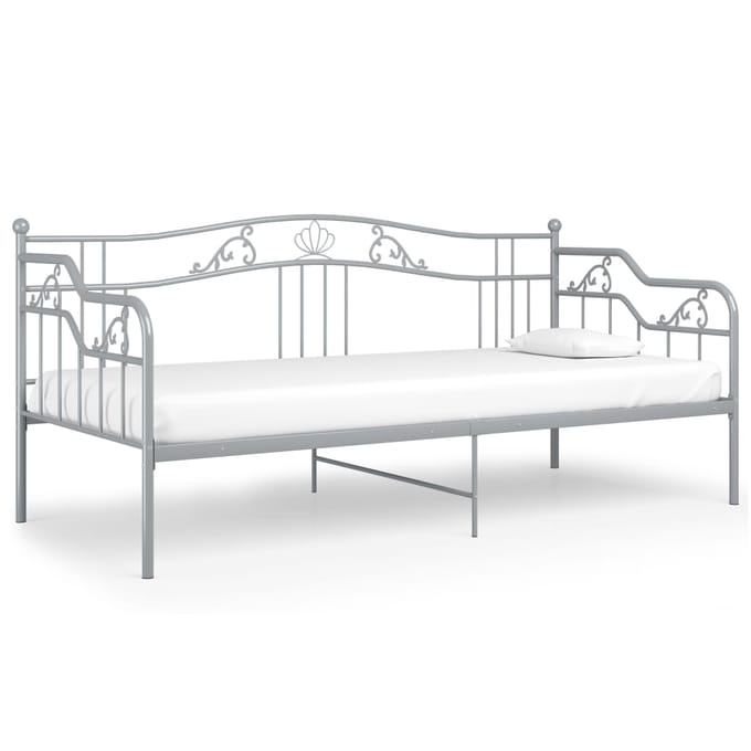 vidaXL - Slaapbank - metaal - grijs - 90x200 - cm