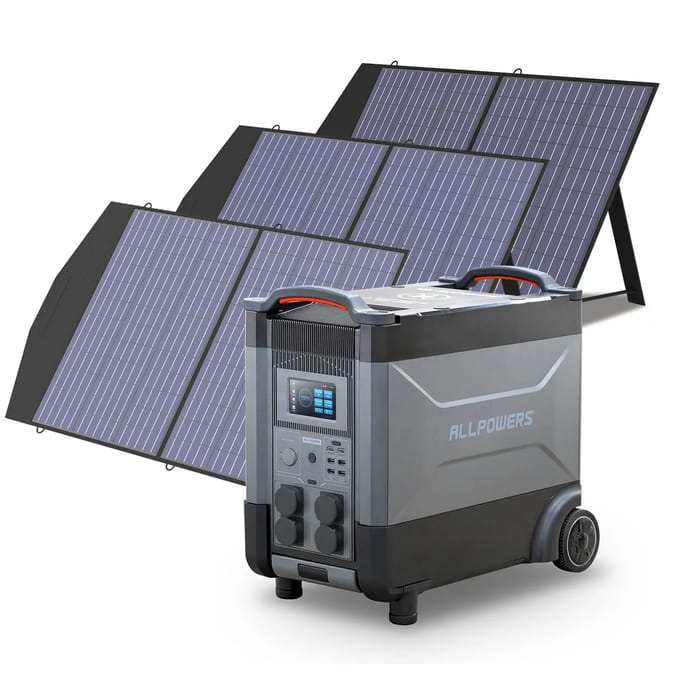 ALLPOWERS Solar Generator Kit 4000W (R4000 + SP027 100W Solar Panel) - R4000 + 3pcs SP027 Solar Panel 100W