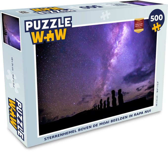 Puzzel Sterrenhemel boven de Moai beelden in Rapa Nui - Legpuzzel - Puzzel 500 stukjes