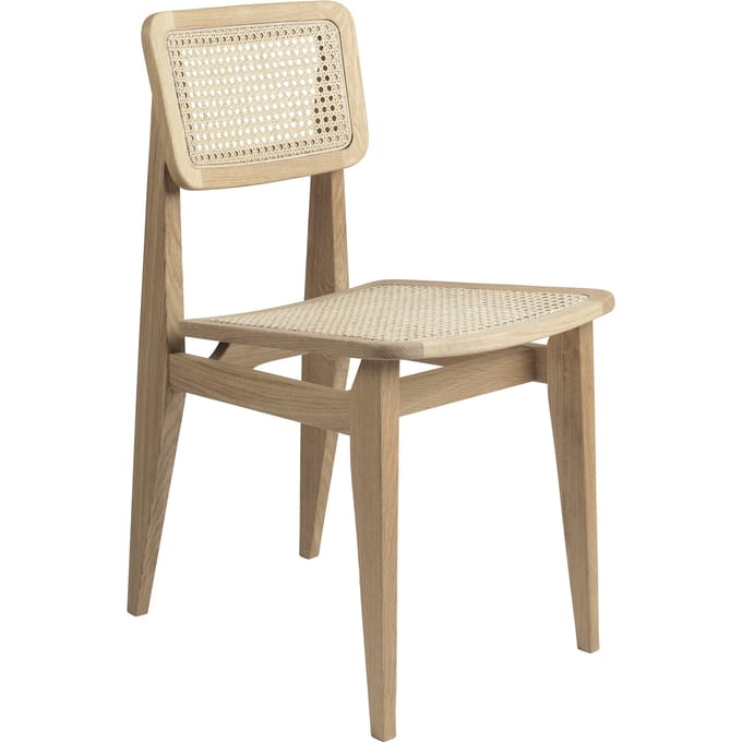 Gubi C-Dining binnenstoel - eiken geolied - Frans rotan