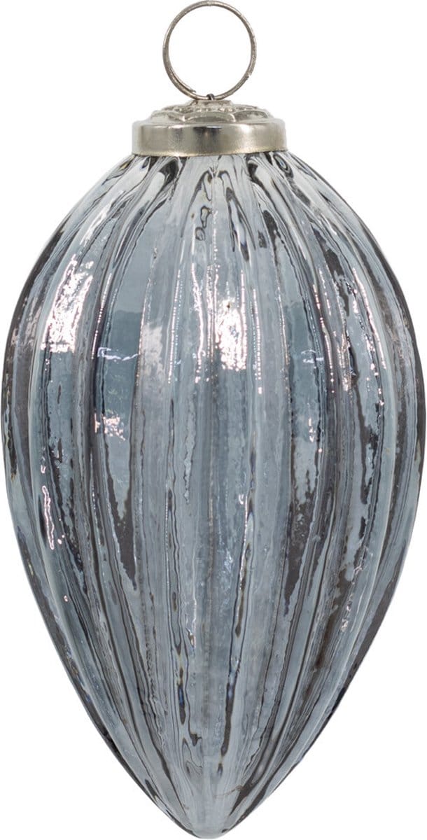 HomeBound by KY | Glazen kerstbal ovaal grijs | 12,5x12,5cm | kerstbal