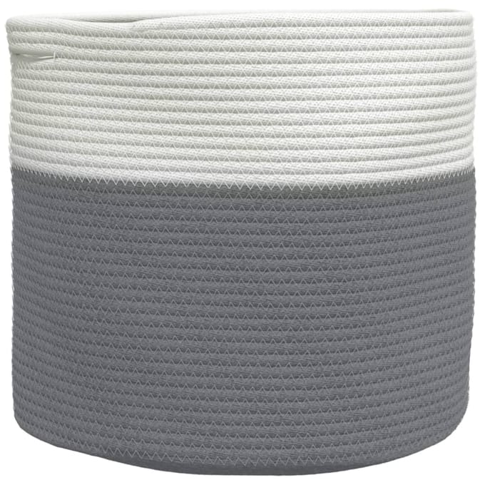 vidaXL - Opbergmand - Ø - 40x35 - cm - katoen - grijs - en - wit