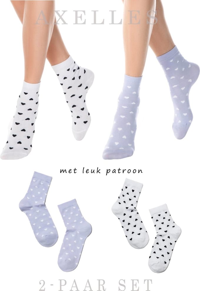 Damessokken hartjes patroon, 2-PAAR Geschenkset Maat 36/37