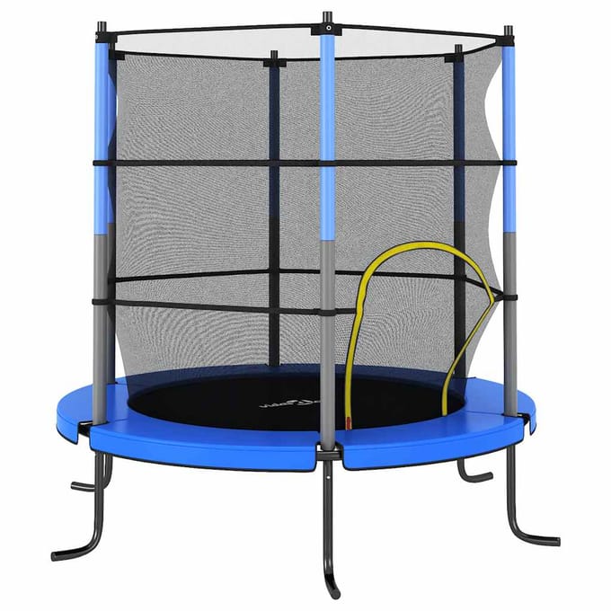 vidaXL - Trampoline - met - veiligheidsnet - rond - 140x160 - cm - blauw