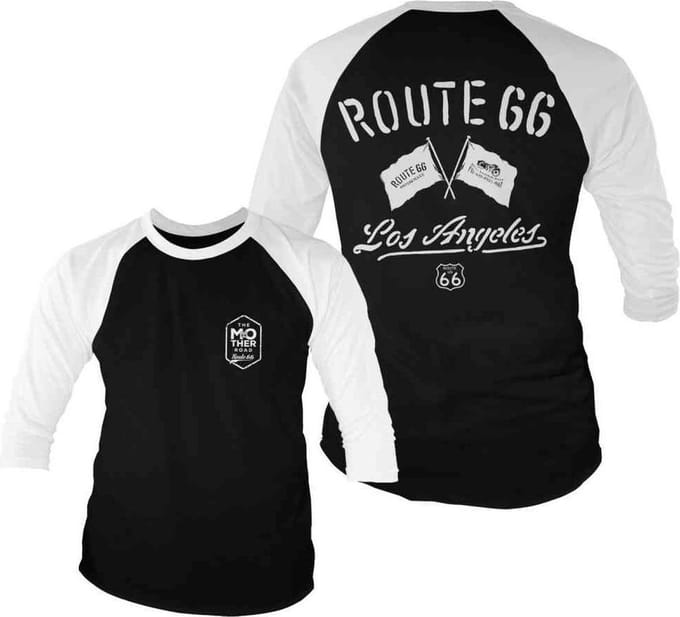 Route 66 Raglan top -XL- Los Angeles Zwart/Wit