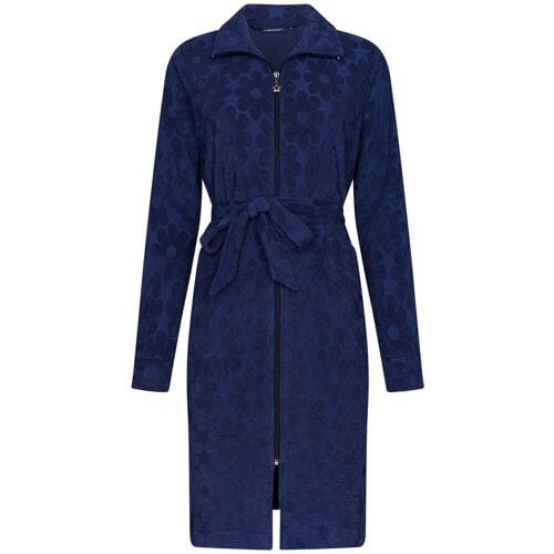Blauwe badstof badjas Rebelle met rits - Blauw - Maat - S