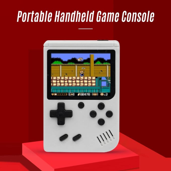 Console de jeu Portable avec manette de jeu, écran couleur de 3 pouces, 500 jeux rétro intégrés blanc