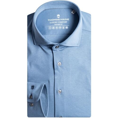 Thomas Maine Overhemd Roma Modern Kent Luxury Comfort Denim Blue / male