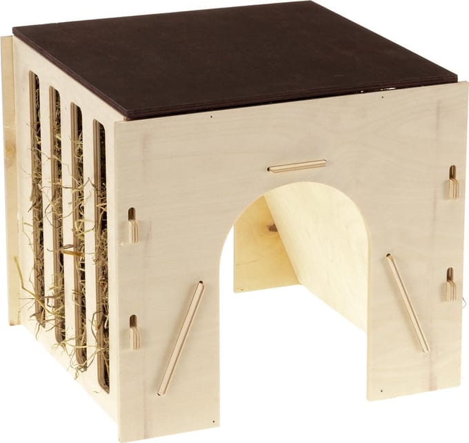 Ferplast hooiruif met tunnel hout (25X24X22 CM)