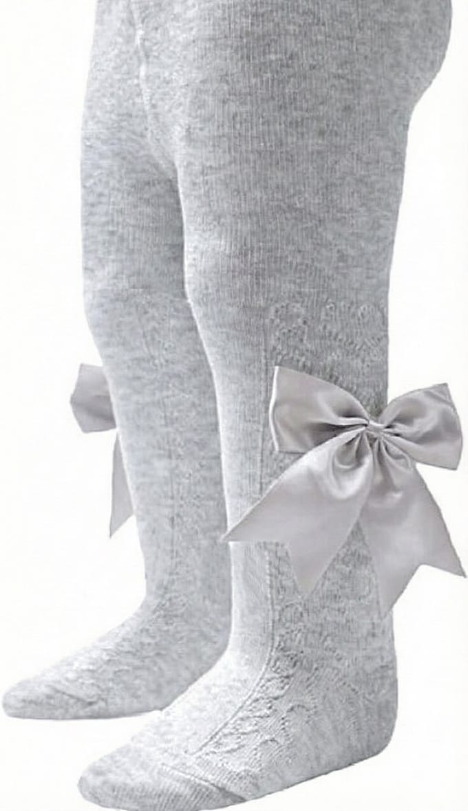 Baby Jacquard Maillot met Strik - Lichtgrijs - Maat 3-6 mnd - 68