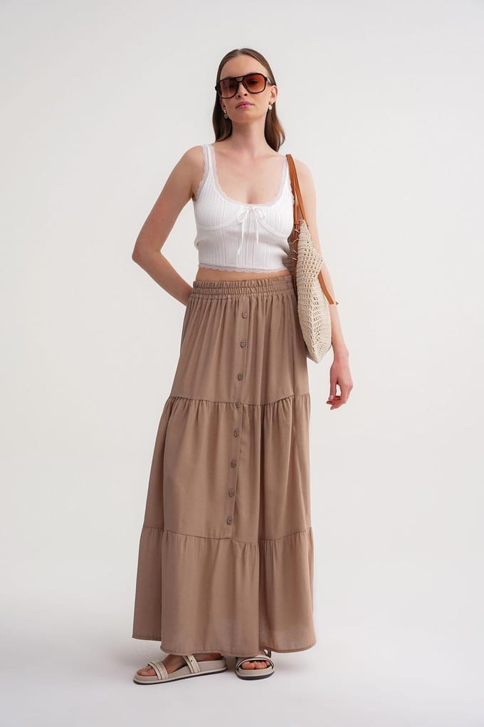 Hoge Taille Maxi Rok