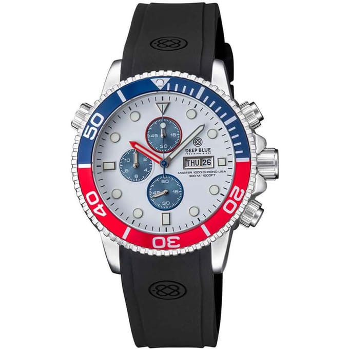 Deep Blue Master 1000 M1KUSACHRPEPWHTSTRP Chronograph Diver 45mm 20 ATM