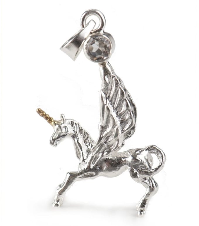 Hanger pegasus eenhoorn met bergkristal