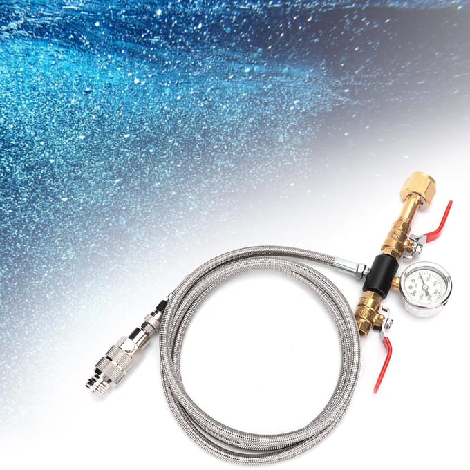 Dubbele Klep Connector CO2 Vullen 1.8m Slangadapter met Manometer (W21.8?14)