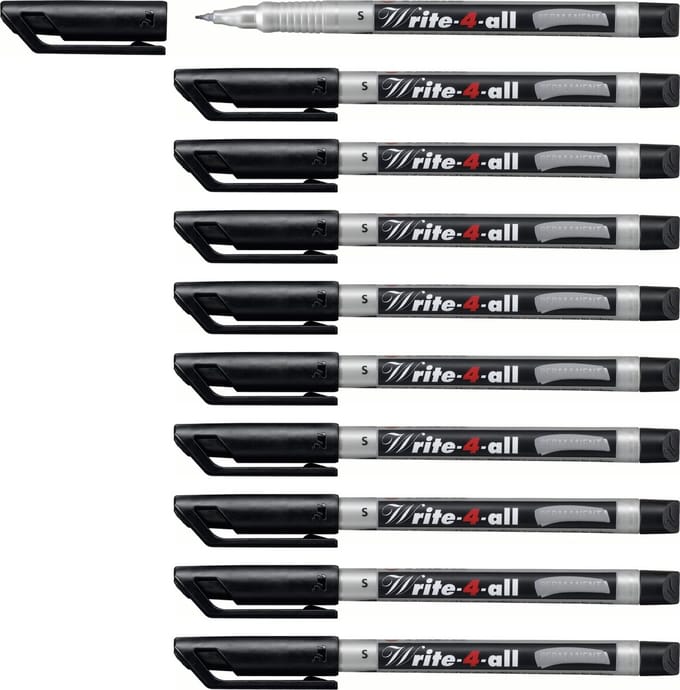 STABILO Write-4-all | permanent marker | superfijn | doos 10 stuks | zwart | 10 stuks