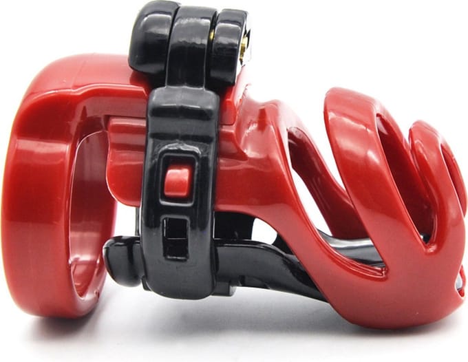 Cyborg Cage - Chastity Cage Kuisheidskooi - Zwart/Rood