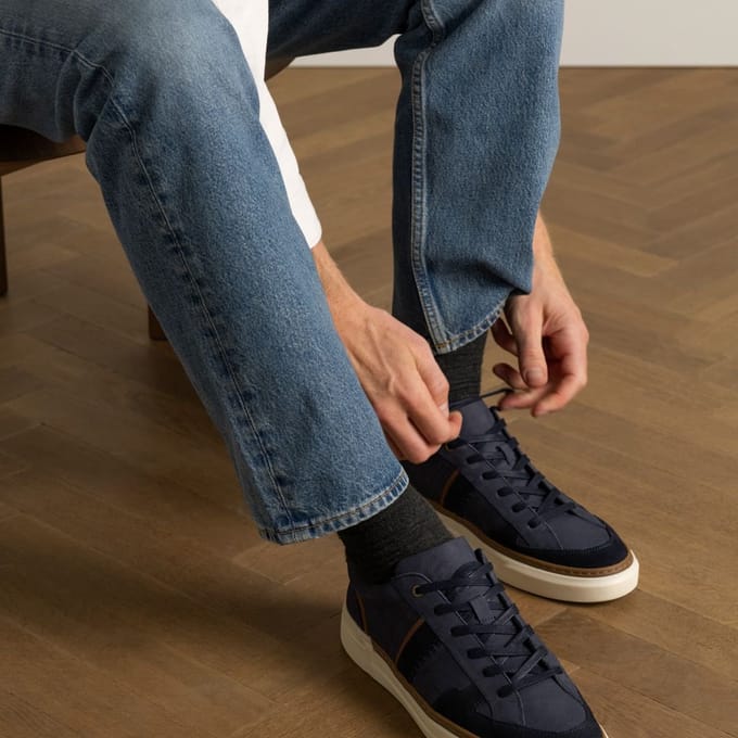 No Stress - Heren - Blauwe nubuck sneakers - Maat 45