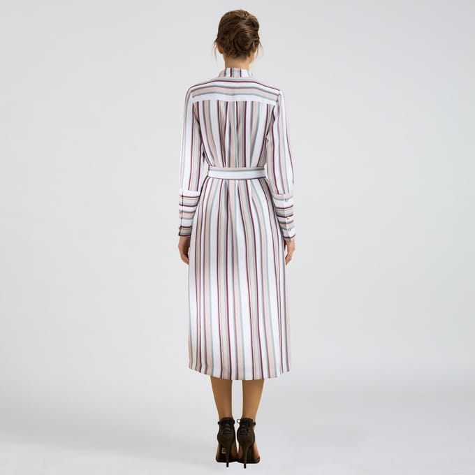 Gestreepte Midi Wrap -jurk