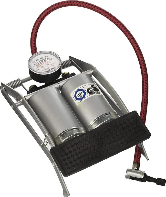Perel Krachtige voetpomp voor fiets, auto, ballen, met manometer 6.9 bar