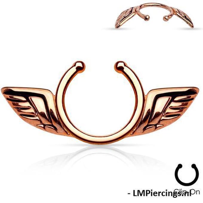 Fake tepelpiercing engelenvleugel rose goud kleur - LMPiercings