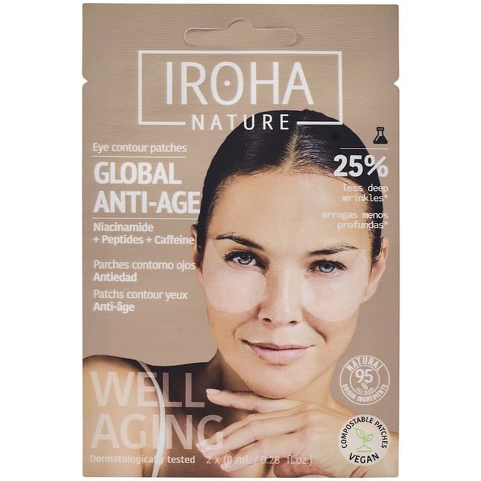 IROHA NATURE - Oogpatches met cafeïne- en niacinamidepeptiden 2 eenheden van 8 ml