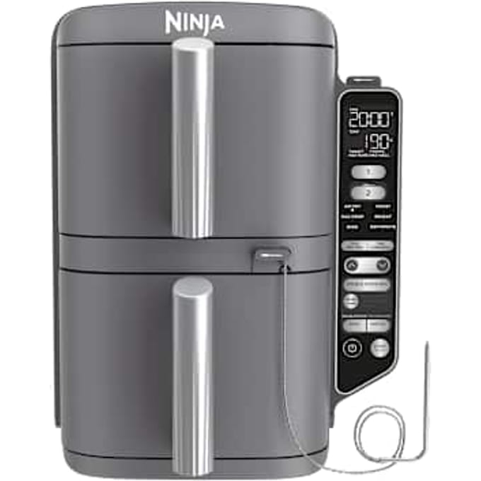 Ninja Double Stack Airfryer XXL - 9.5 Liter - Dubbele Gestapelde Lades - 6 Programma's - Inclusief Digitale Thermometer en Kookrekjes - SL451EU