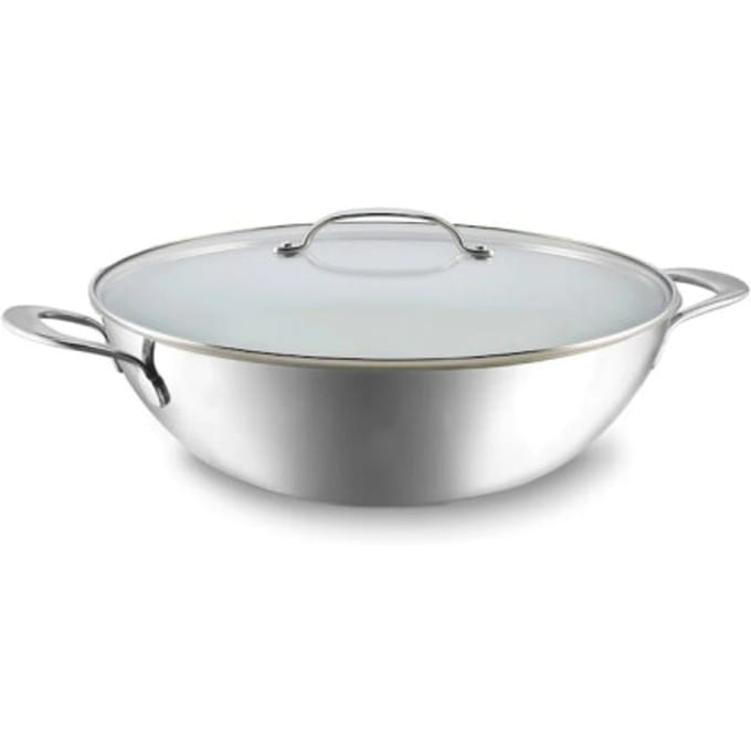 Habonne Avance Wok - 24 cm - Triply RVS - met glasdeksel