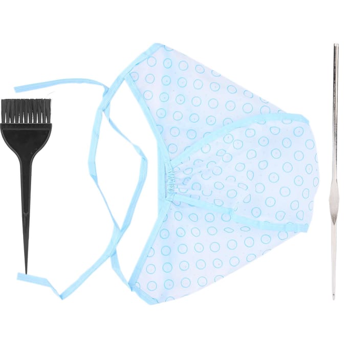 Ensemble de bonnets de mèches réutilisables avec brosses de teinture et aiguille à crochet white