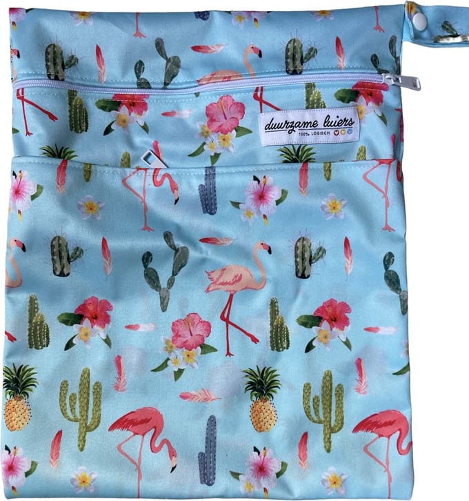 Duurzame luiers - Wetbag voor luiers - Blauw tropical