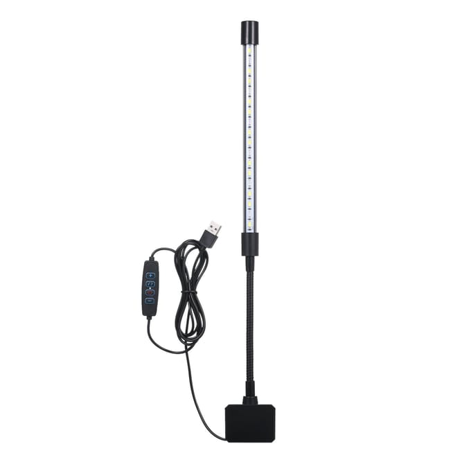 D C 5V 7W 18 LED Aquariumlamp Vissenkom Klem Clip Kijk Lamp USB Aangedreven Werking 3 Verlichtingsstanden zwart