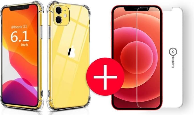 Hoesje geschikt voor iPhone 11 + Screenprotector - Transparant - Hoes - Cover - Case - Screenprotector kit