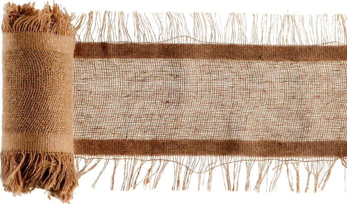 Tafelloper 15cm natural look met randjes, rol 3 meter