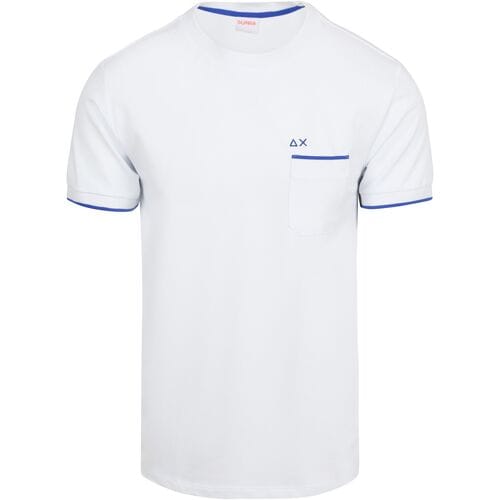 Sun68 Piqué T-Shirt Fluo Stripe Wit - Maat XXL - Heren
