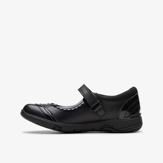 Relda Spark Kinderen Zwarte Leren Schoenen