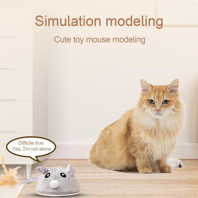 Jouet Chat Souris Teaser Électrique Jouets pour Chat Rechargeable USB Jouets Interactifs Intelligents pour Chat beige