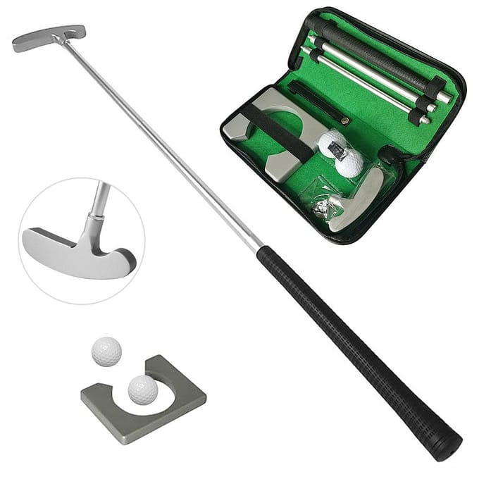Golf Putting Set met Golf Putter 2 Golfballen Golf Putting Cup voor Reizen Indoor Golf Putting C black