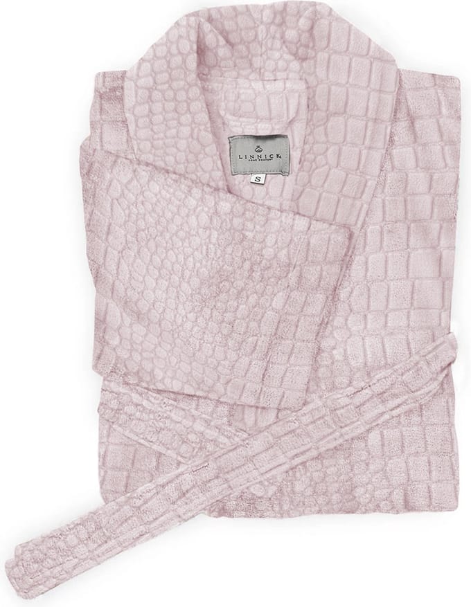 Linnick Flanel Fleece Badjas Croco - light pink - L - Badjas Dames - Badjas Heren