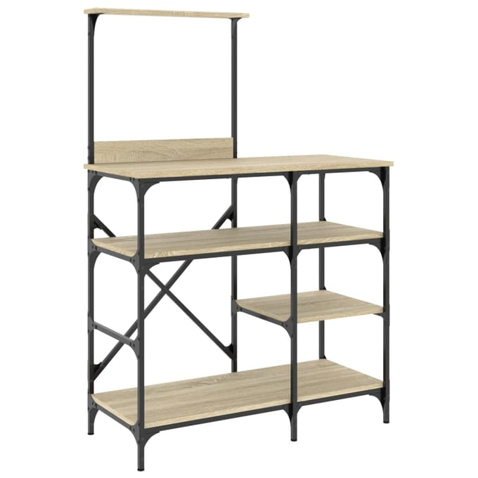 vidaXL - Bakkersrek - 90x40x132 - cm - bewerkt - hout - en - metaal - sonoma - eiken