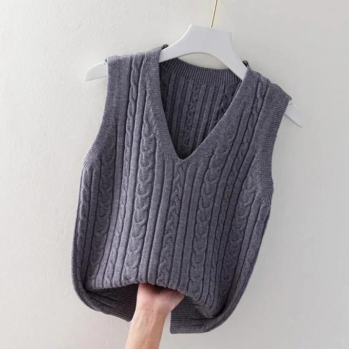 Gilet sans manches pour femme, pull à fond ample, pull tricoté torsadé, automne et hiver XXL blanc