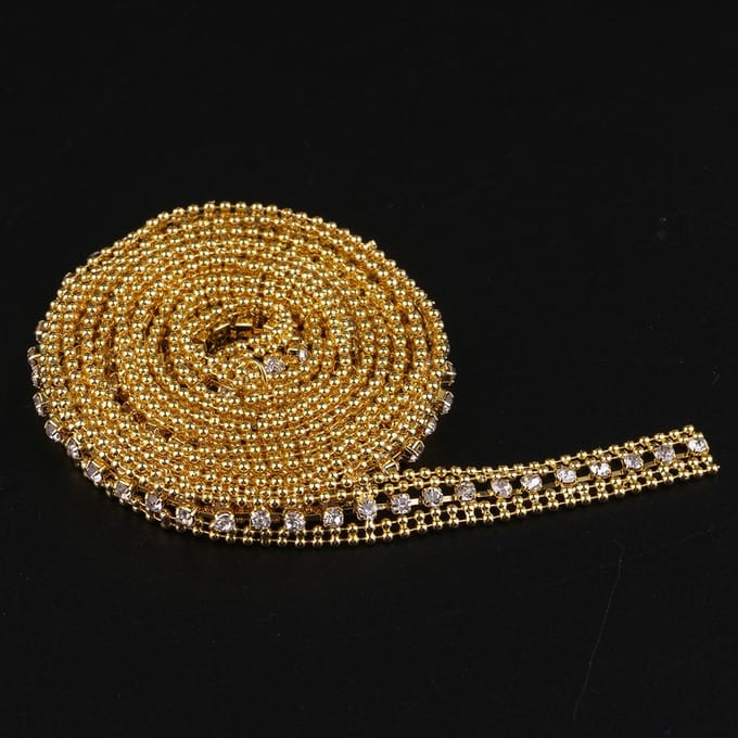 1 Yard Crystal Bead Strass Lint Trim Chain voor Naaien Craft Decor 1 yard goud