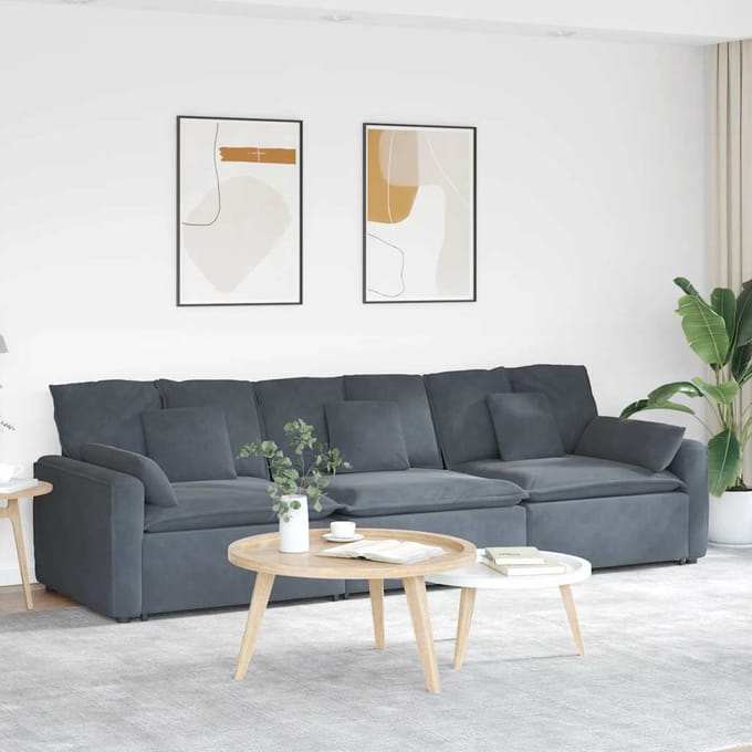 vidaXL - Modulaire - bank - met - kussens - donkergrijs