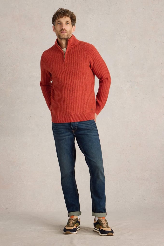 White Stuff Chunky Funnel Neck Jumper Orange Multi Größe: S | Pullover Outlet | Herren | Orange