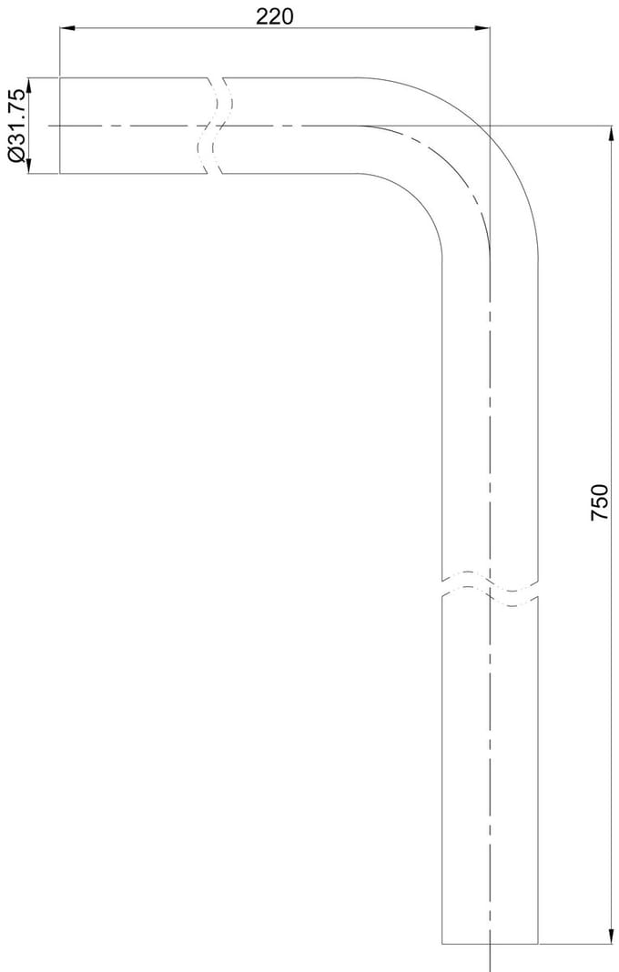 Wiesbaden UniMatch Vloerbuis 75 x 22 x 3,2 cm - Geborsteld Staal