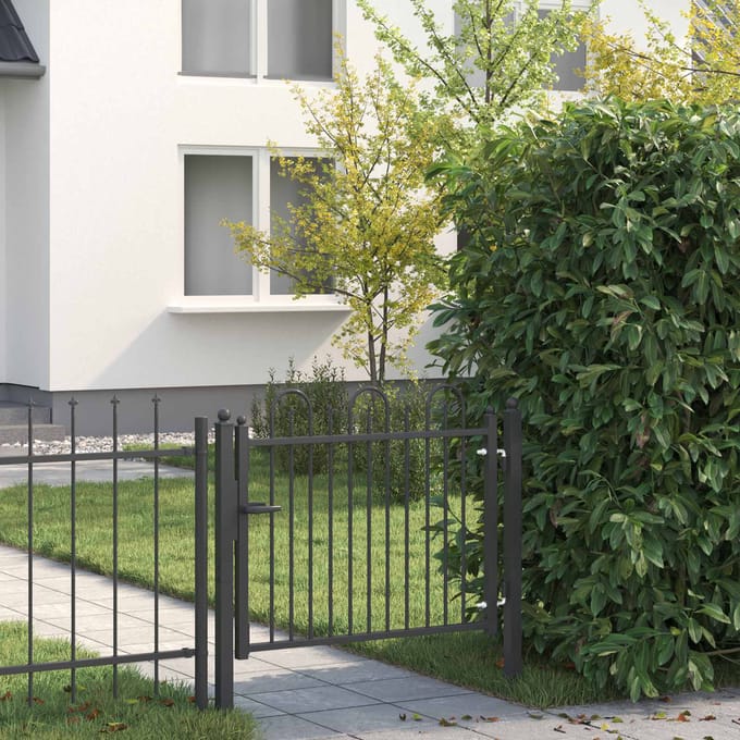 vidaXL - Hekpoort - DRONTEN - 100 - x - 75 - cm - Metaal - Zwart - Vergrendelbaar