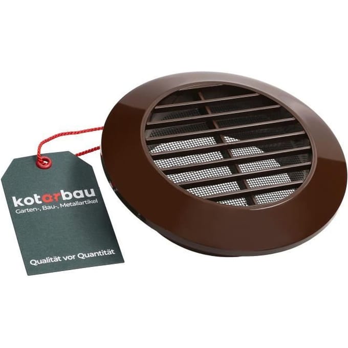 Ventilatierooster - KOTARBAU - Rond - Diameter 100 mm - Bruin plastic - Geïntegreerd muggengaas bruin