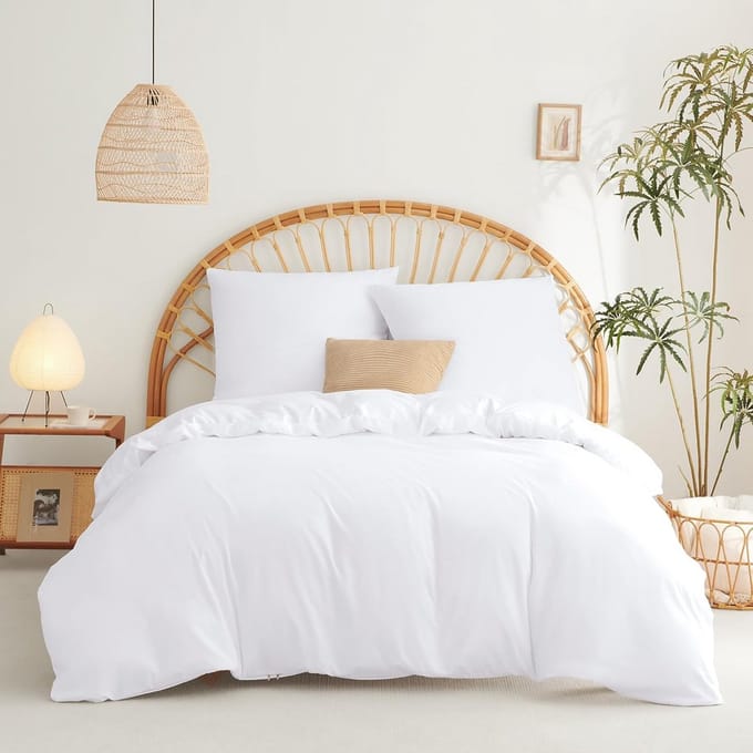 Dekbedovertrek Set - Beddengoed Microvezel - Comfortabel Slapen - Met Kussenslopen - 155x220 cm - Wit