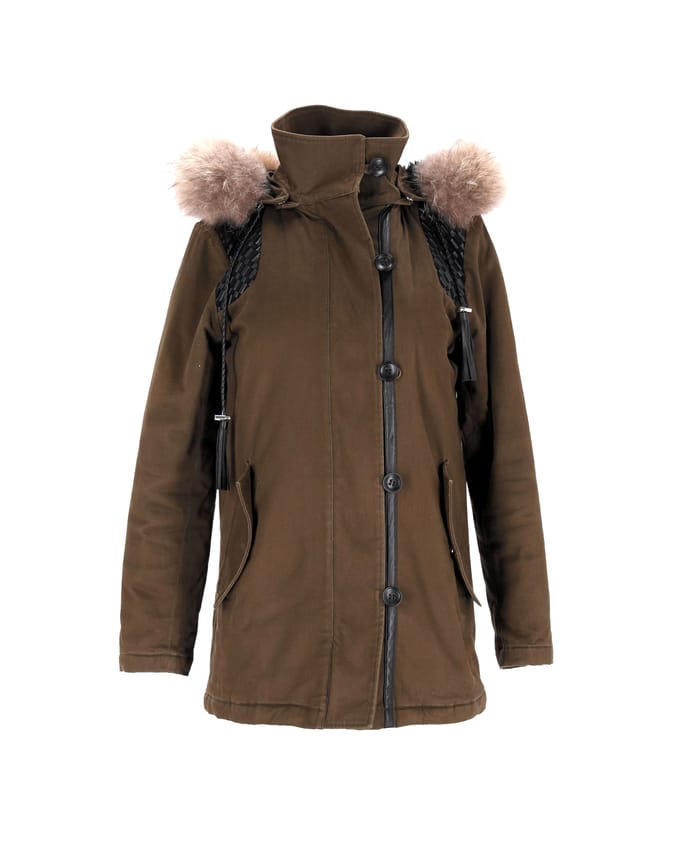 Maje Gove parka van imitatiebont in olijfgroen polyester