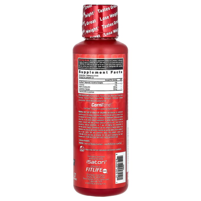 Isatori, l-Carnitine LS3 3000, Oursons gélifiés, 16 fl oz (480ml)
