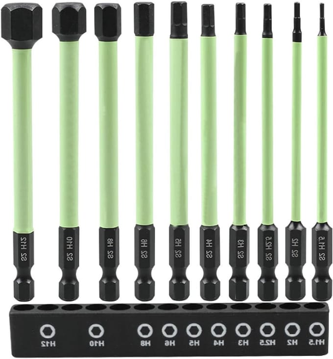 Set van 10 Hexagonale Schroevendraaier Bits voor Accuschroevendraaier - Lange Bits H1.5 t/m H12, Perfect voor Diverse Klussen
